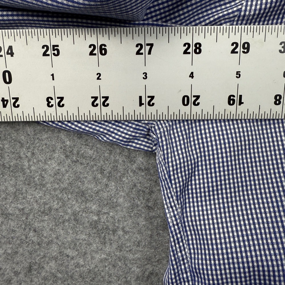 Michael Kors Mens Blue White Micro Gingham Dress Shirt 15.5 32/33 Long Sleeve - Picture 8 of 8